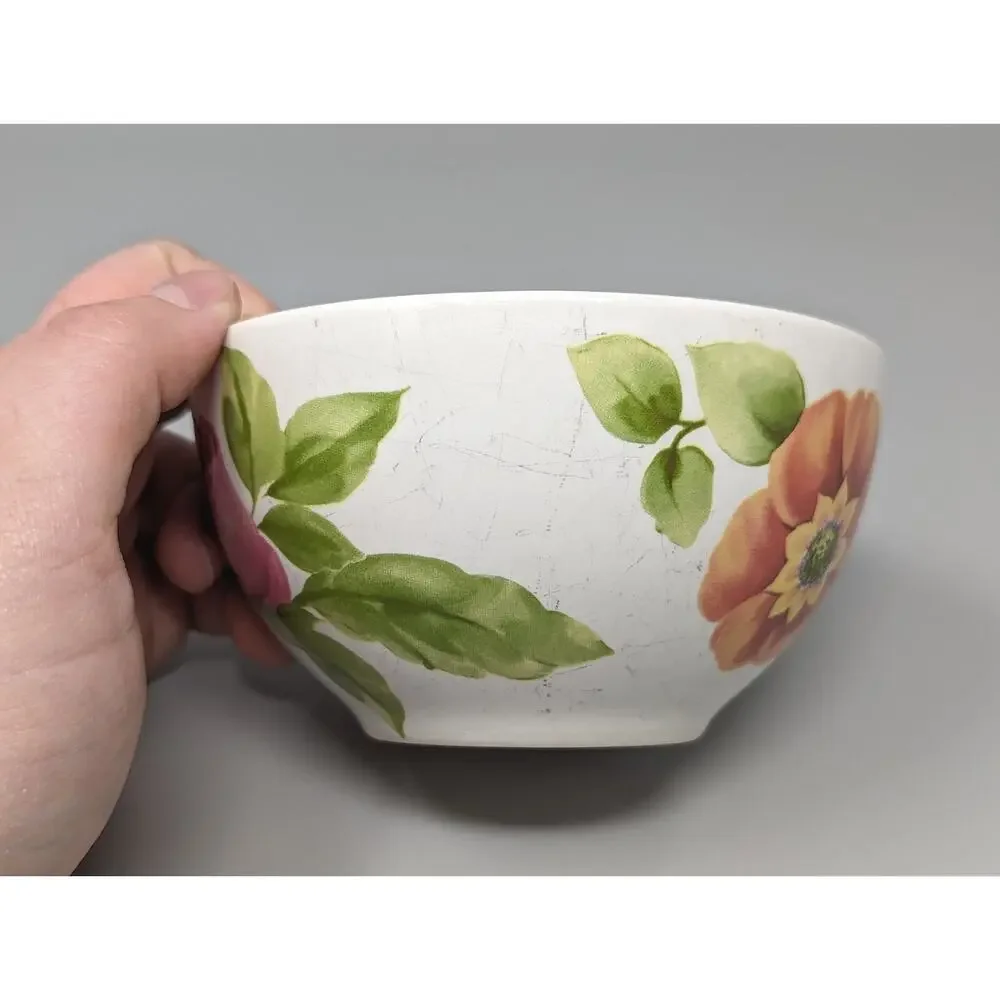 Pfaltzgraff Emma Fruit Dessert Snack White Floral Small Bowls 4.5